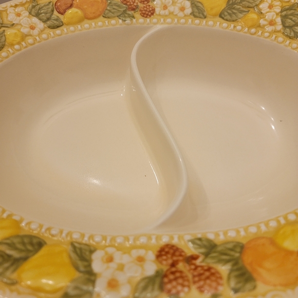 MCM 1960'S Vernon Ware Della Robbia Poppytail Divided serving bowl by Metlox 12" - Picture 4 of 6